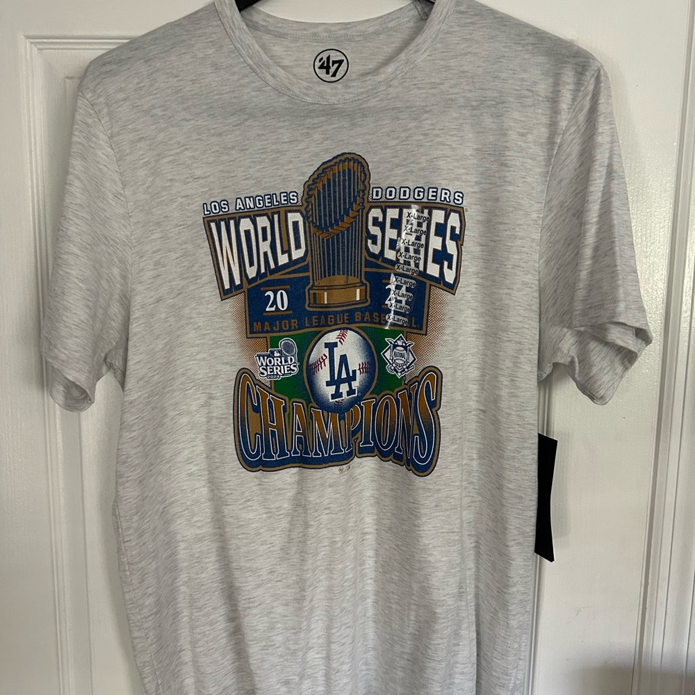 Majestic Gray Los Angeles Dodgers World Series Champions Tee